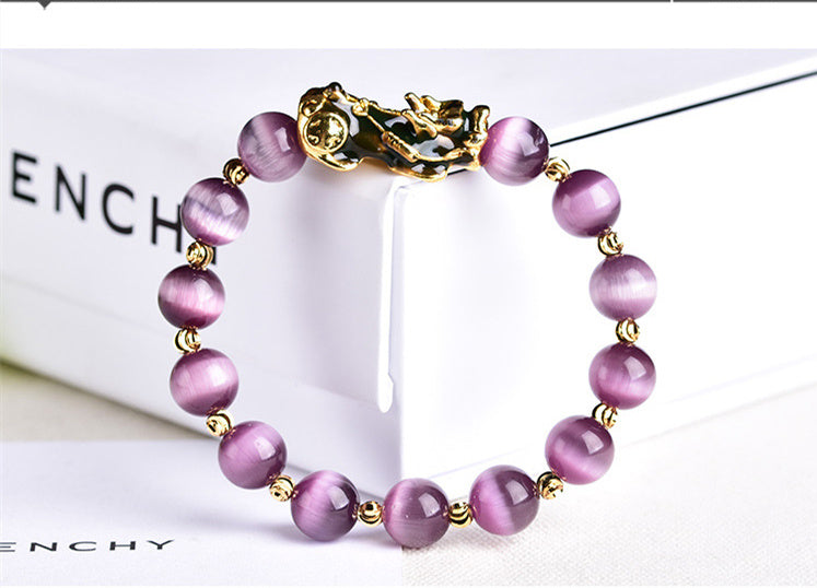 Purple Pixiu bracelet for women and men, brings wealth and luck Feng Shui.