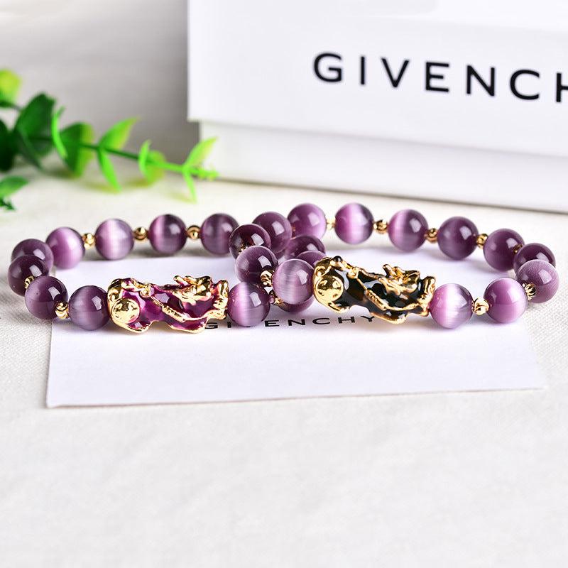 Purple Pixiu bracelet for women and men, brings wealth and luck Feng Shui.