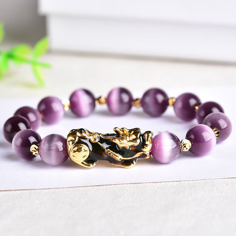 Purple Pixiu bracelet for women and men, brings wealth and luck Feng Shui.