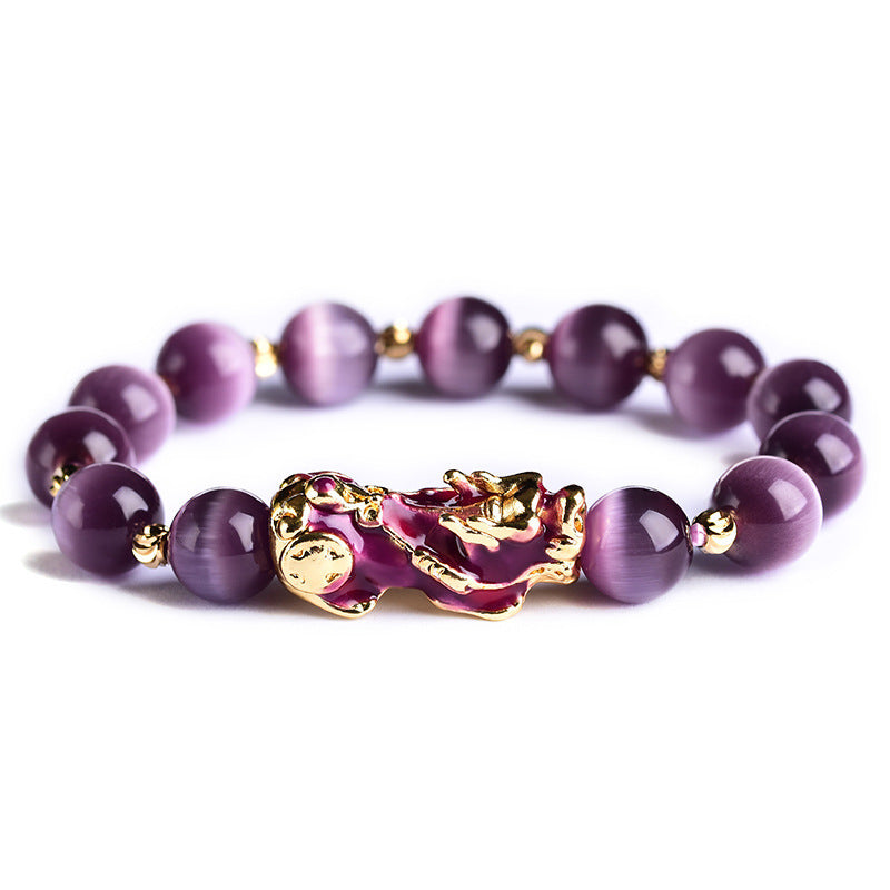 Purple Pixiu bracelet for women and men, brings wealth and luck Feng Shui.