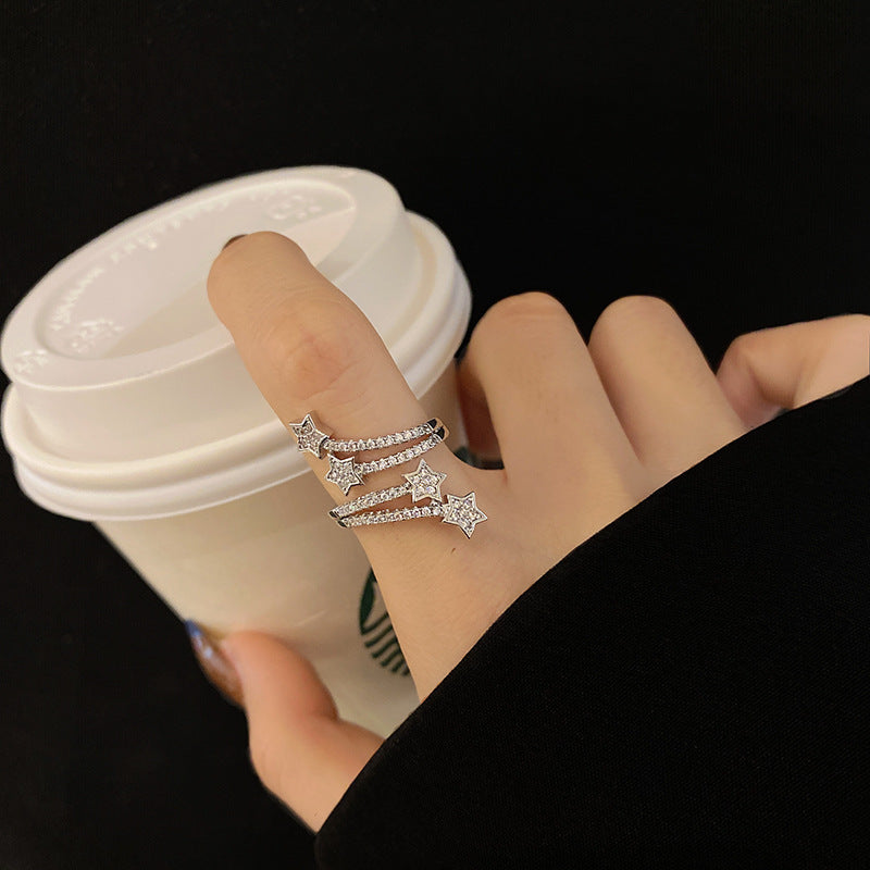 Zirconia ring, five-pointed star designer