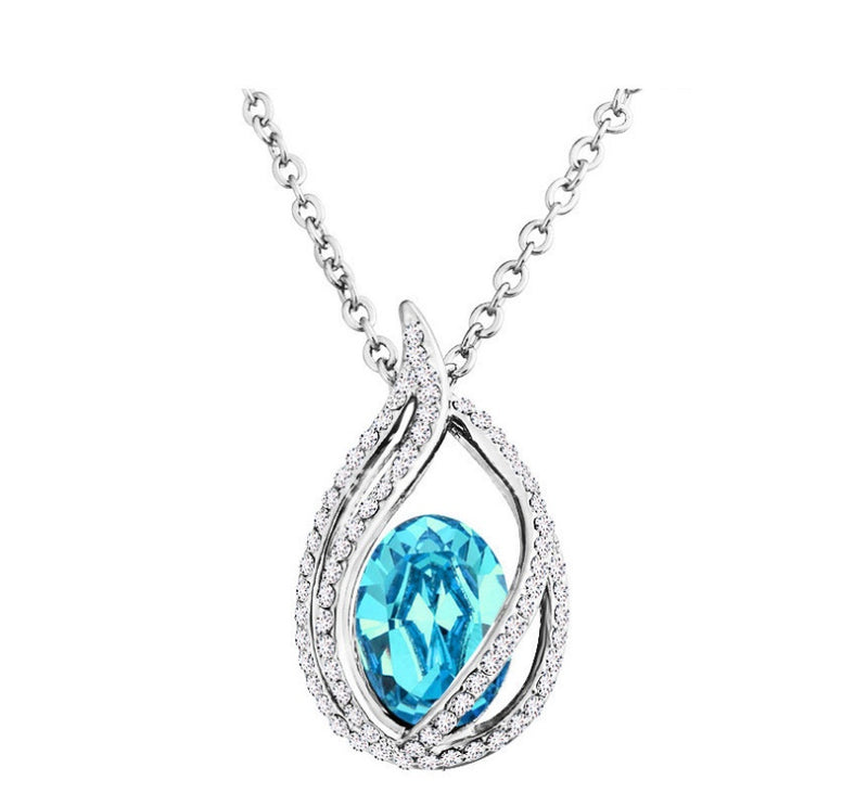 Natural Sea Blue Zirconia Crystal Pendant