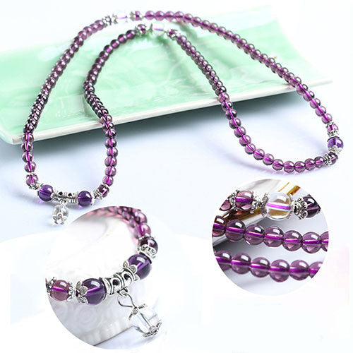 Buddhist Prayer Necklace/Bracelet with 108 Grain Amatist Crystal Stone