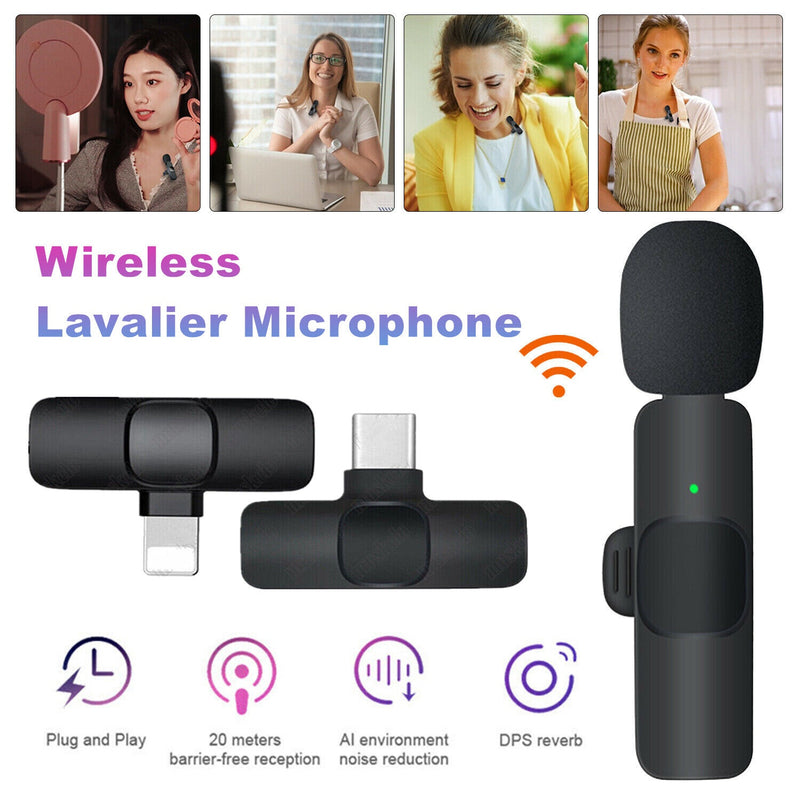 Professional Wireless Lavalier Lavalier Microphone for iPhone, IPad, Android- Condenser Recording Microphone.