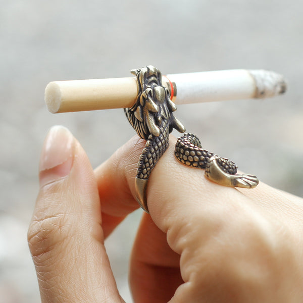 Mystic Dragon Pure Copper Ring, Cigarette Holder