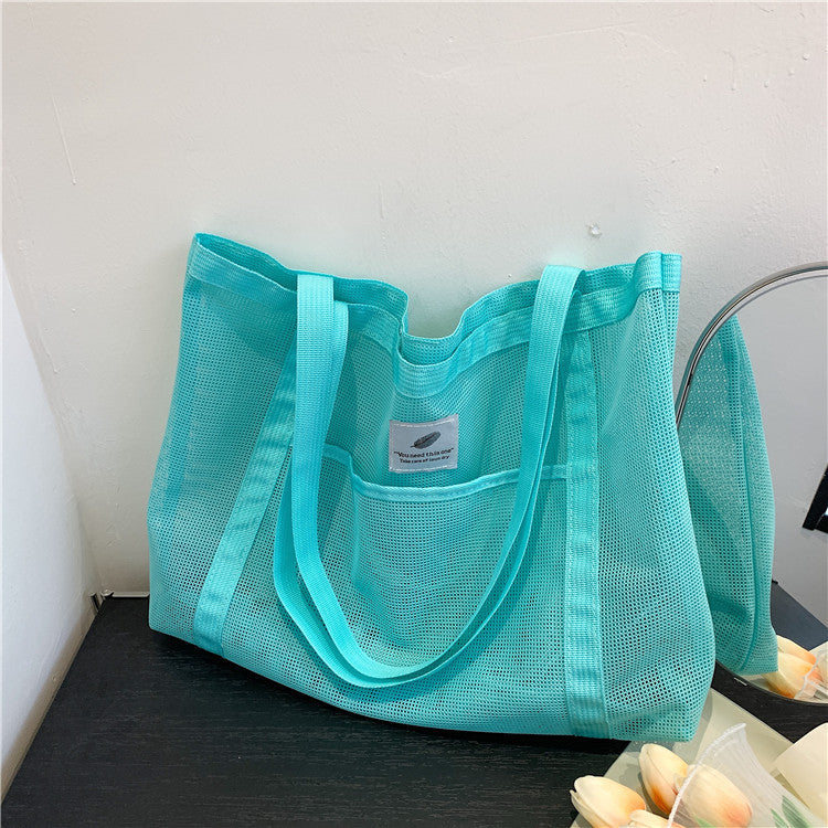 Mesh Handbag Transparent Shopping Bag Large Capacity Shoulder Bag Women